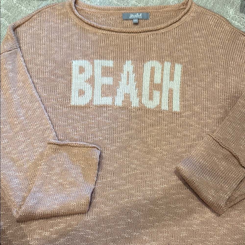 Marled Women's Crewneck Sweater - Rusty Orange with Cream "BEACH"